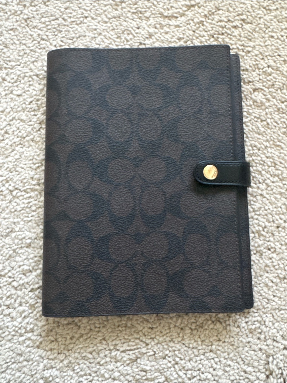 Coach Dark Brown Signature Canvas Planner Cover with Notebook